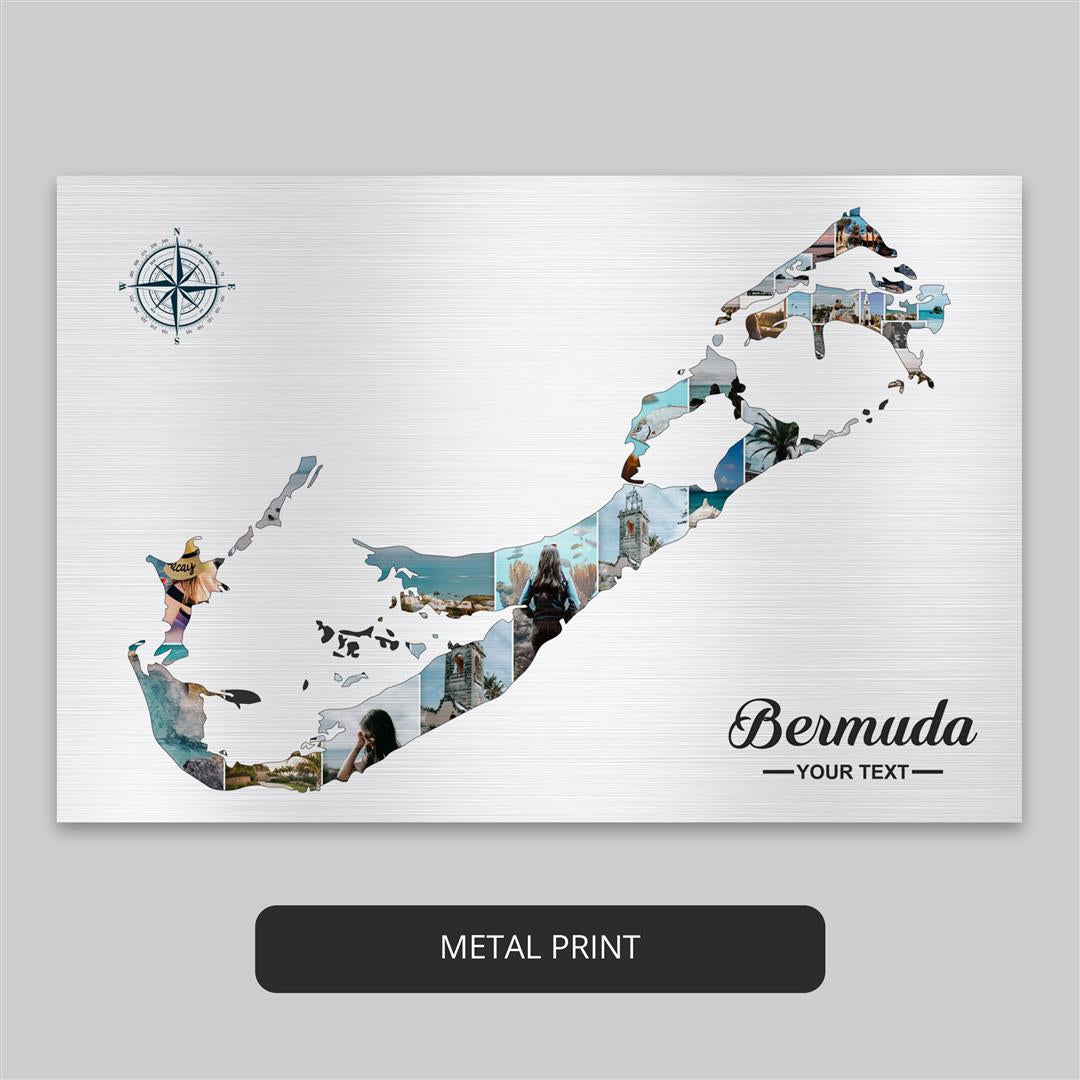 Bermuda Maps Inspired Wall Art: Personalized Photo Collage