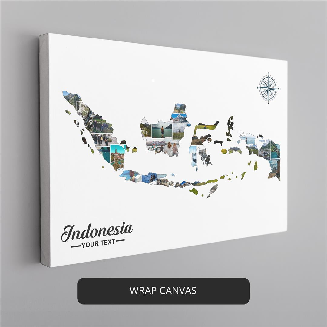 Map of Indonesia: Personalized Photo Collage - Unique Wall Art for Indo-enthusiasts