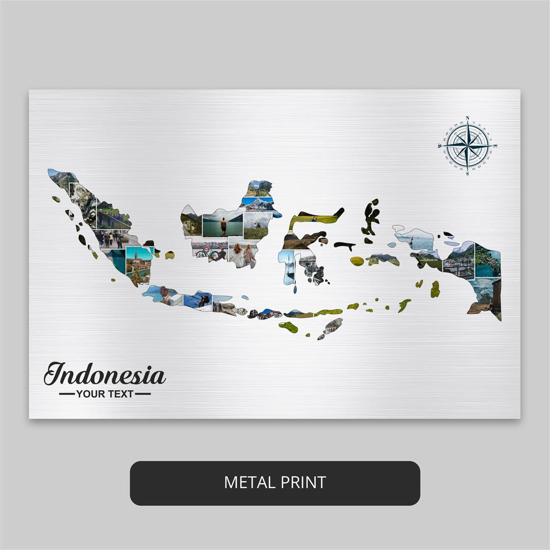 Indonesia Map Art: Personalized Photo Collage - Ideal Gift for Indonesia Lovers