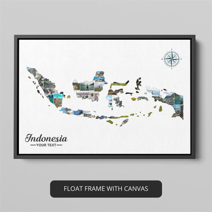 Indonesia Country Map: Custom Photo Collage - Captivating Wall Decor