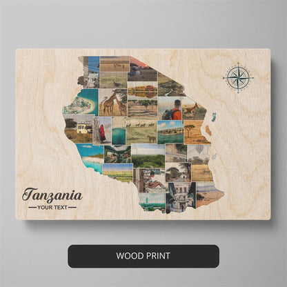 Tanzania Poster: Custom Photo Collage Showcasing Map of Tanzania
