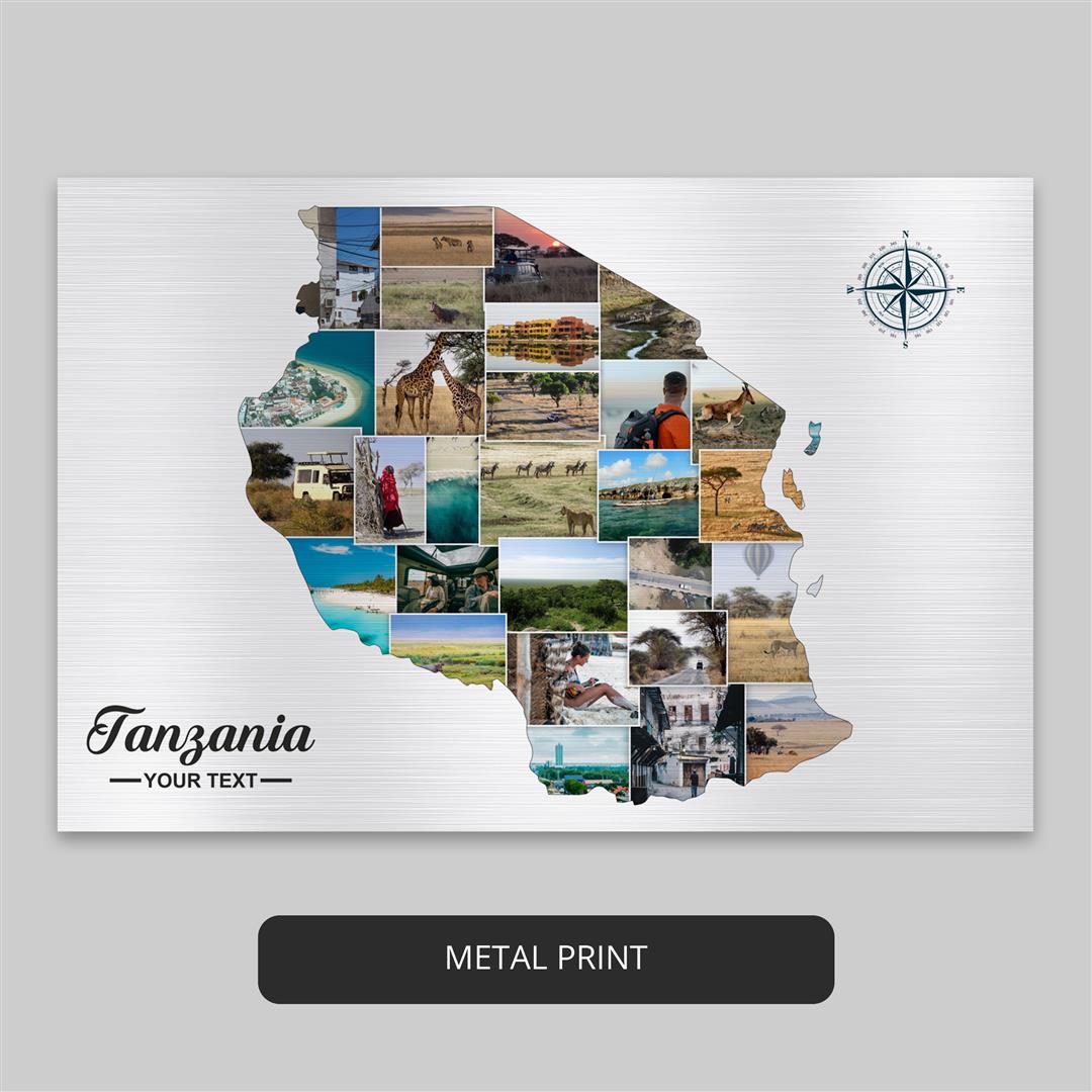 Map of Tanzania: Personalized Photo Collage - Perfect Home Decor Piece