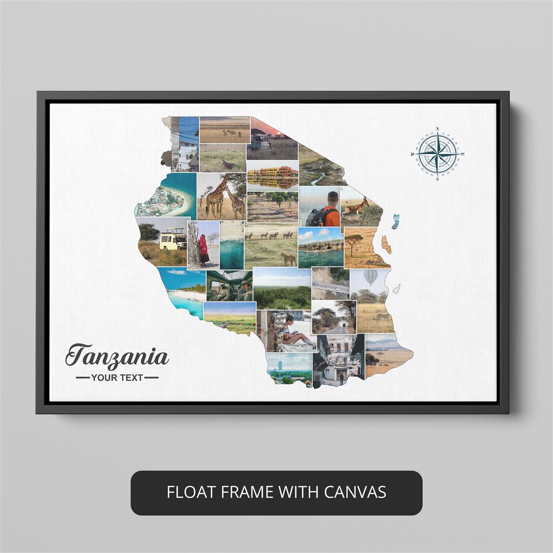 Tanzania on Map: Custom Photo Collage Celebrating Tanzanian Beauty