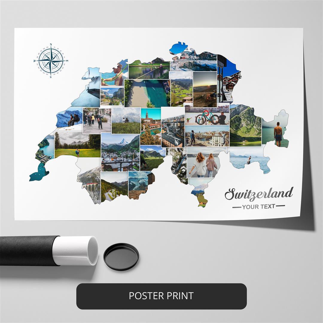 Switzerland Gifts: Custom Photo Collage - Wall Art for Swiss Enthusiasts