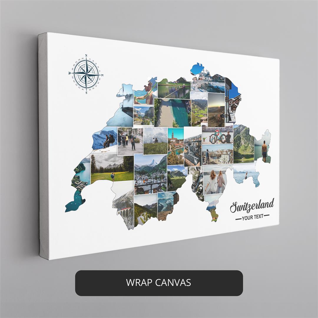 Switzerland Wall Art: Stunning Photo Collage - Perfect Gift for Swiss Lovers