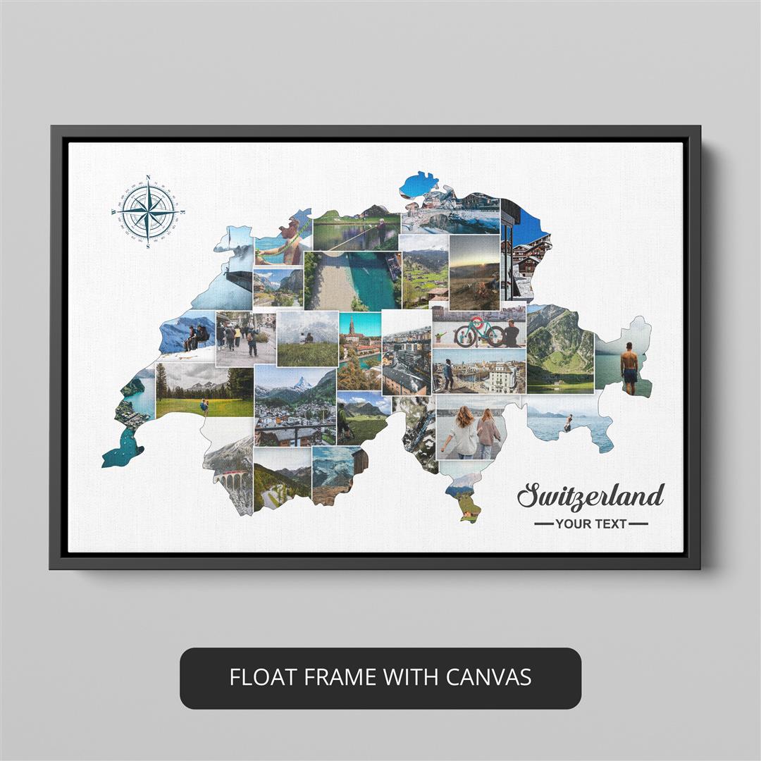 Map Switzerland: Custom Photo Collage - Unique Decorative Piece for Swiss Admirers