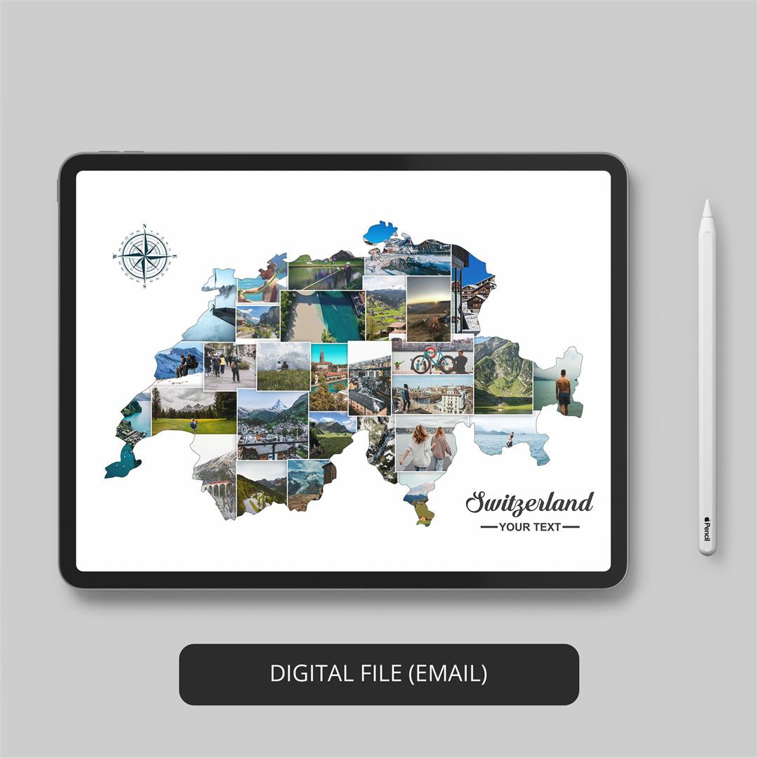 Switzerland Map Europe: Personalized Photo Collage - Showcase Your Love for Switzerland