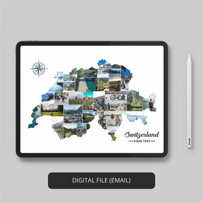 Switzerland Map Europe: Personalized Photo Collage - Showcase Your Love for Switzerland