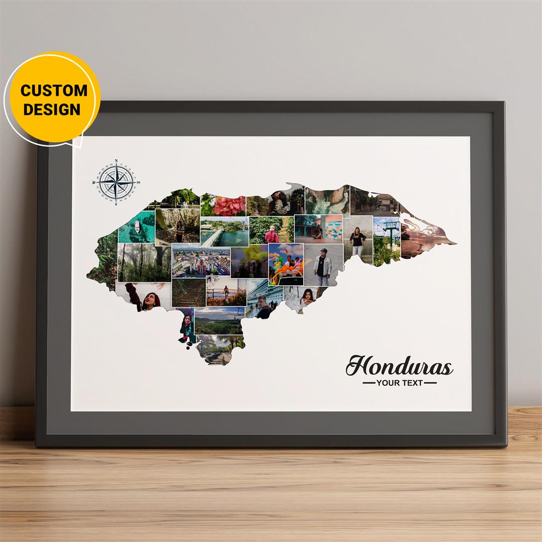 Personalized Photo Collage: Stunning Honduras Map Art - Unique Gift Idea