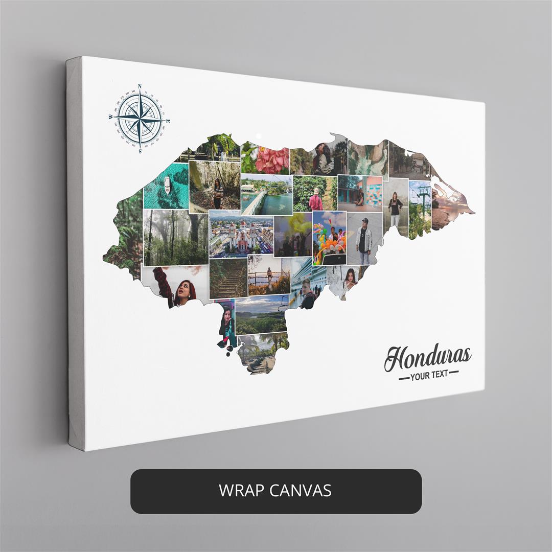 Honduras Map Art: Personalized Photo Collage - Ideal Decor for Honduras Lovers
