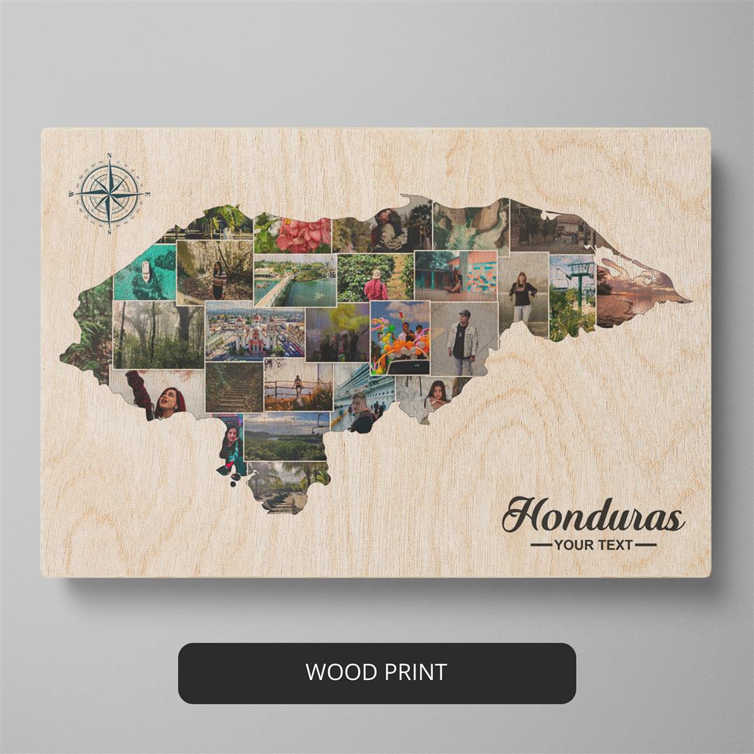 Honduras Gifts: Custom Photo Collage Featuring the Beautiful Honduras Map