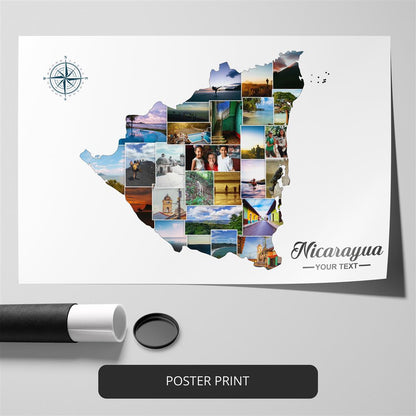 Map of Nicaragua: Custom Photo Collage - Perfect Nicaragua Gift