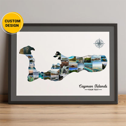 Explore the Cayman Islands Map: Personalized Photo Collage - Perfect Travel Gift