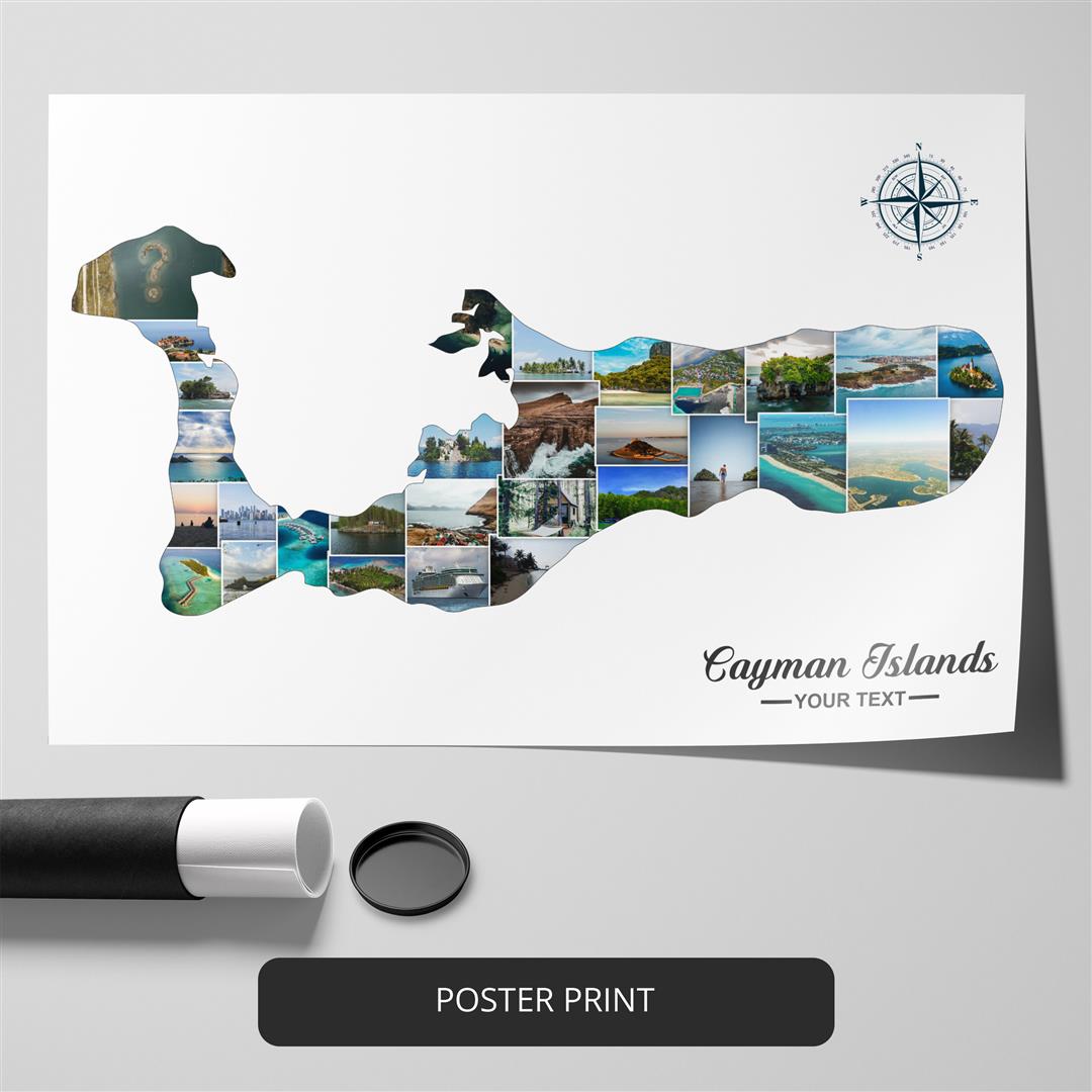 Captivating Map of Cayman Islands: Custom Photo Collage - Vacation Memories