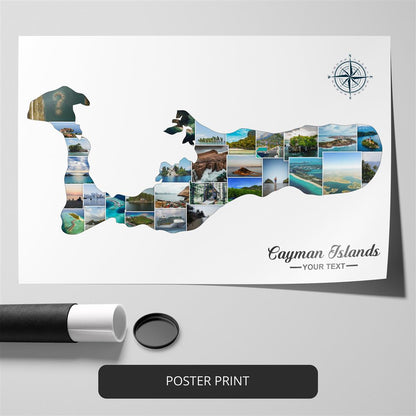 Captivating Map of Cayman Islands: Custom Photo Collage - Vacation Memories