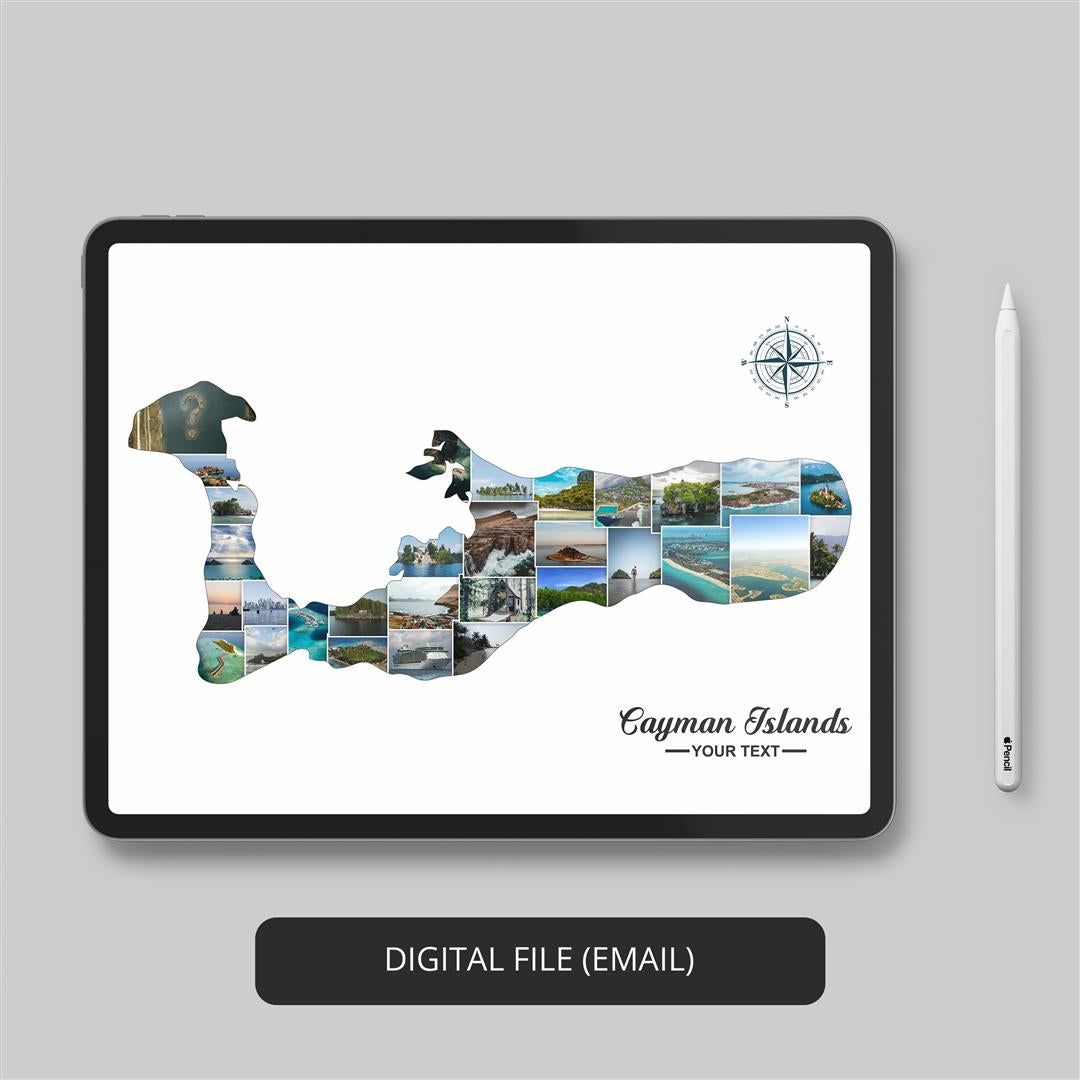 Map Cayman Islands: Custom Photo Collage - Decorative Poster for Travelers