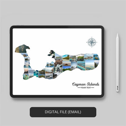 Map Cayman Islands: Custom Photo Collage - Decorative Poster for Travelers