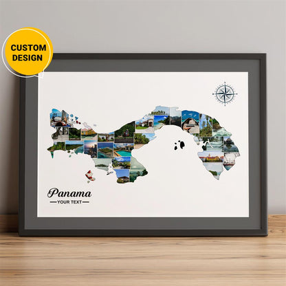 Panama Map: Beautifully Designed Personalized Photo Collage - Unique Gift Idea