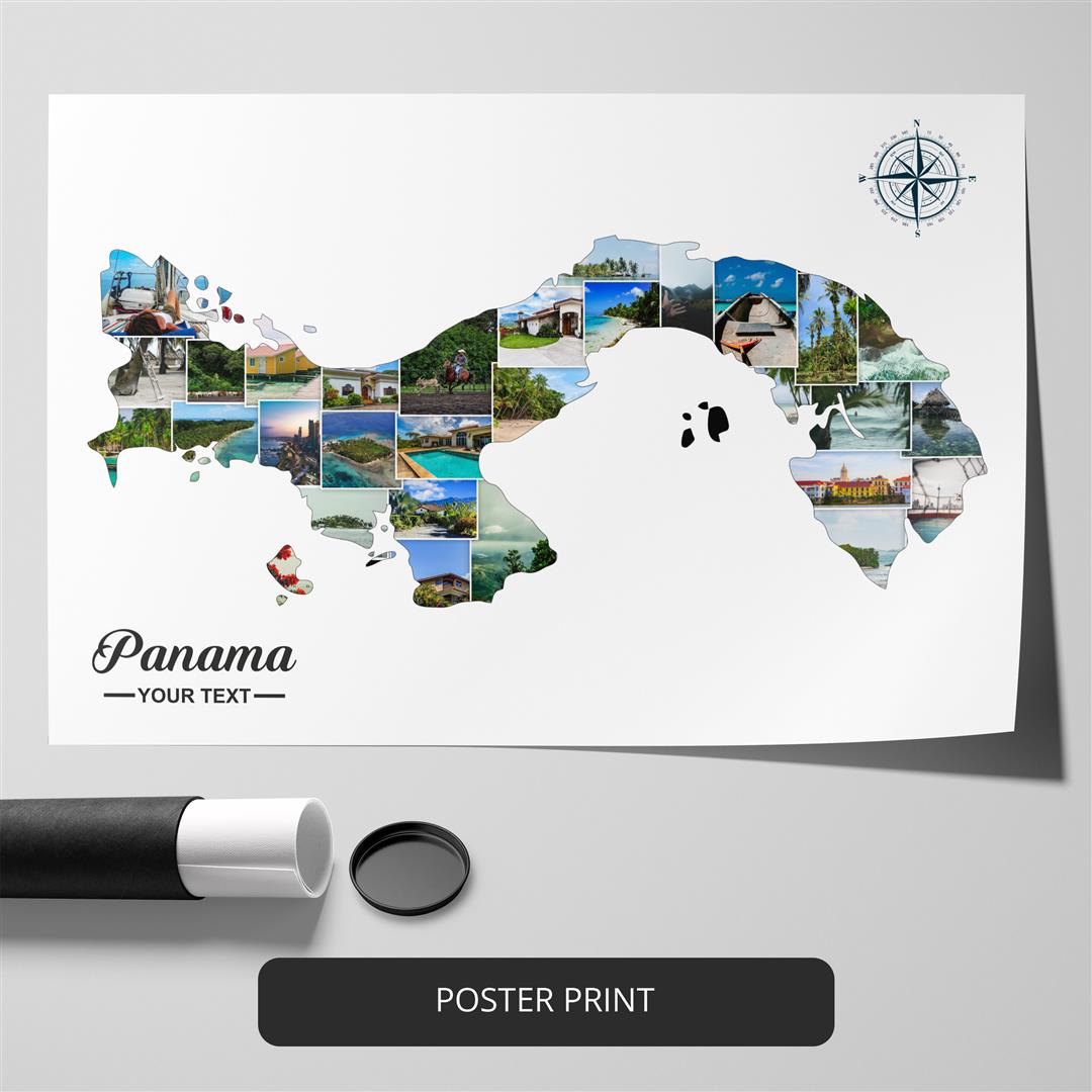 Map of Panama: Customized Photo Collage - Perfect Decor for Panama City