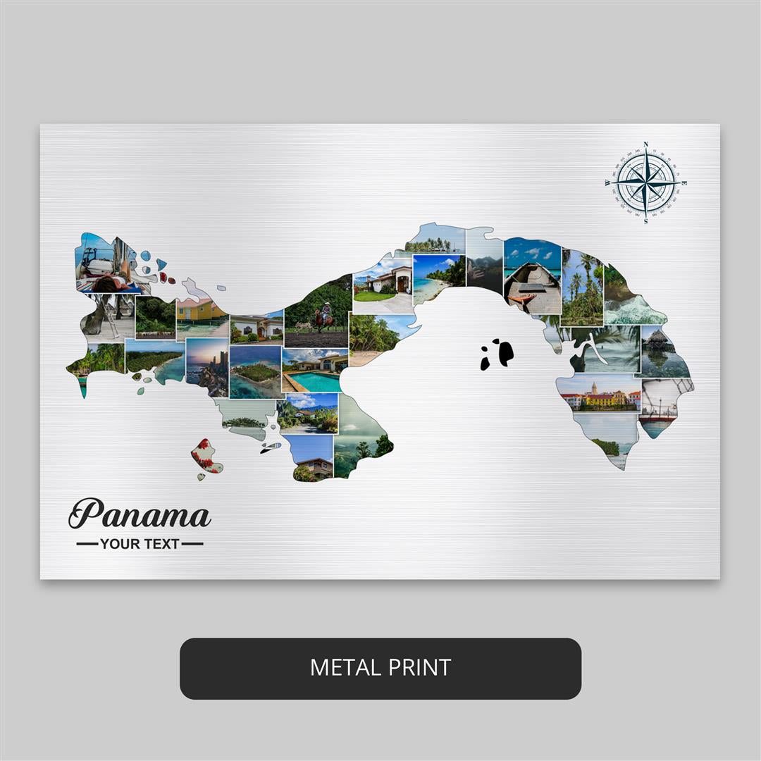 Map of Panama Country: Personalized Photo Collage - Eye-Catching Wall Art