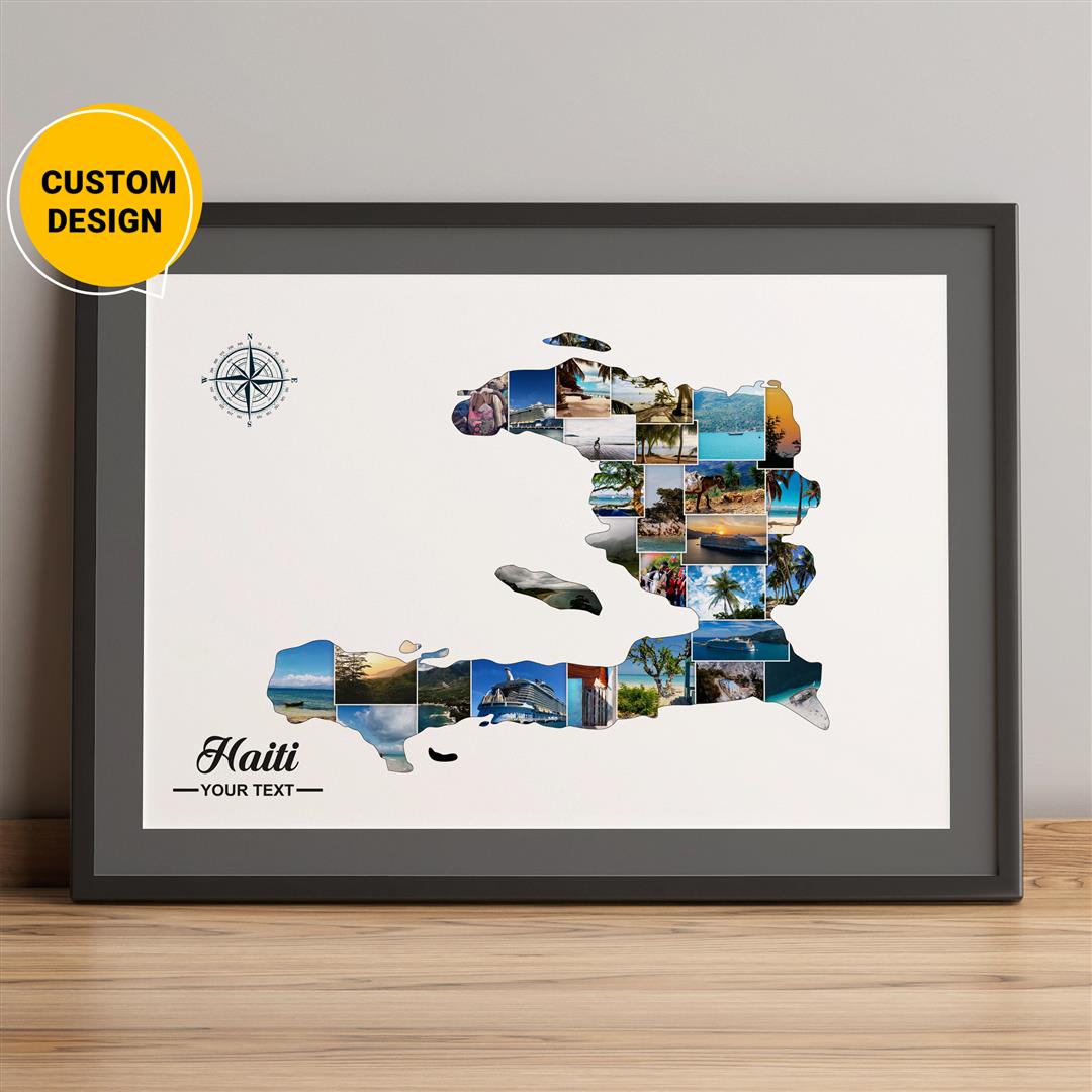 Haiti Map Art: Stunning Personalized Photo Collage - Home Decor