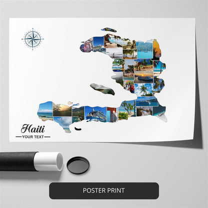Map of Haiti: Custom Photo Collage - Unique Wall Decor
