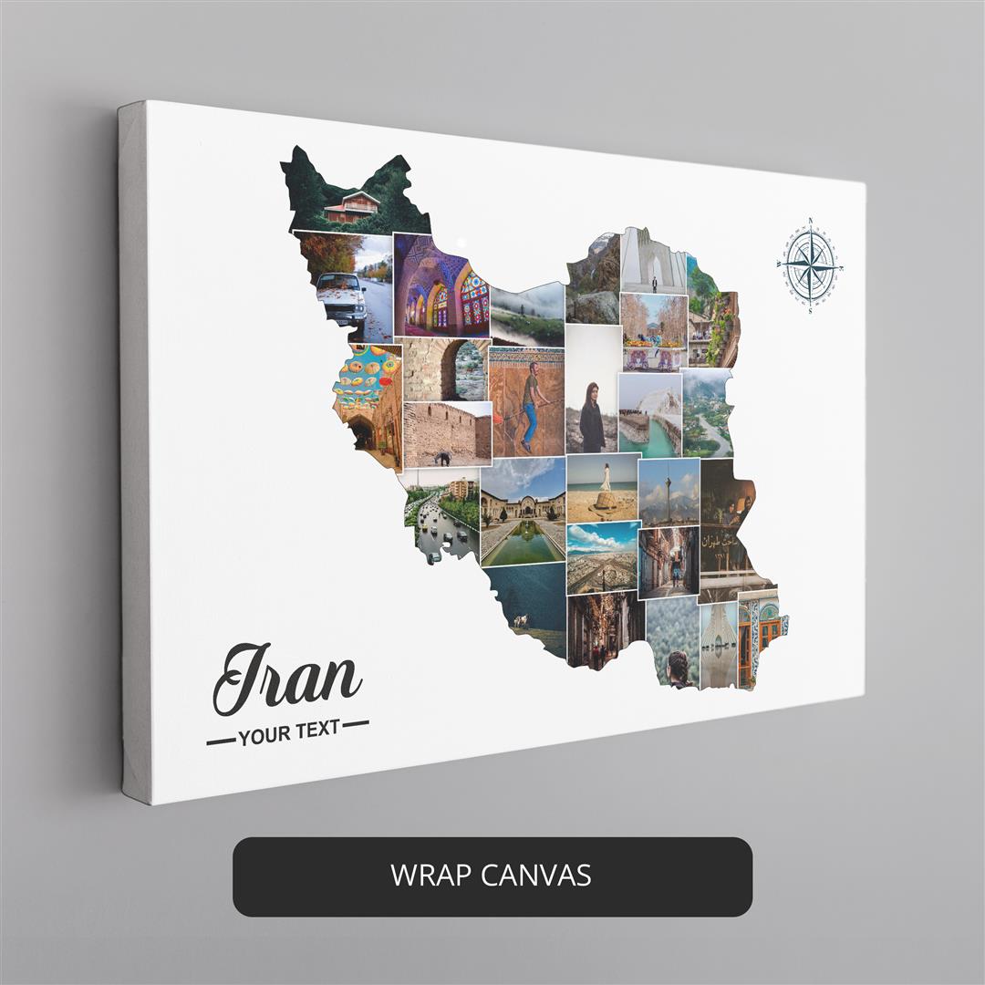 Decorate Your Space with an Iran Country Map: Personalized Photo Collage