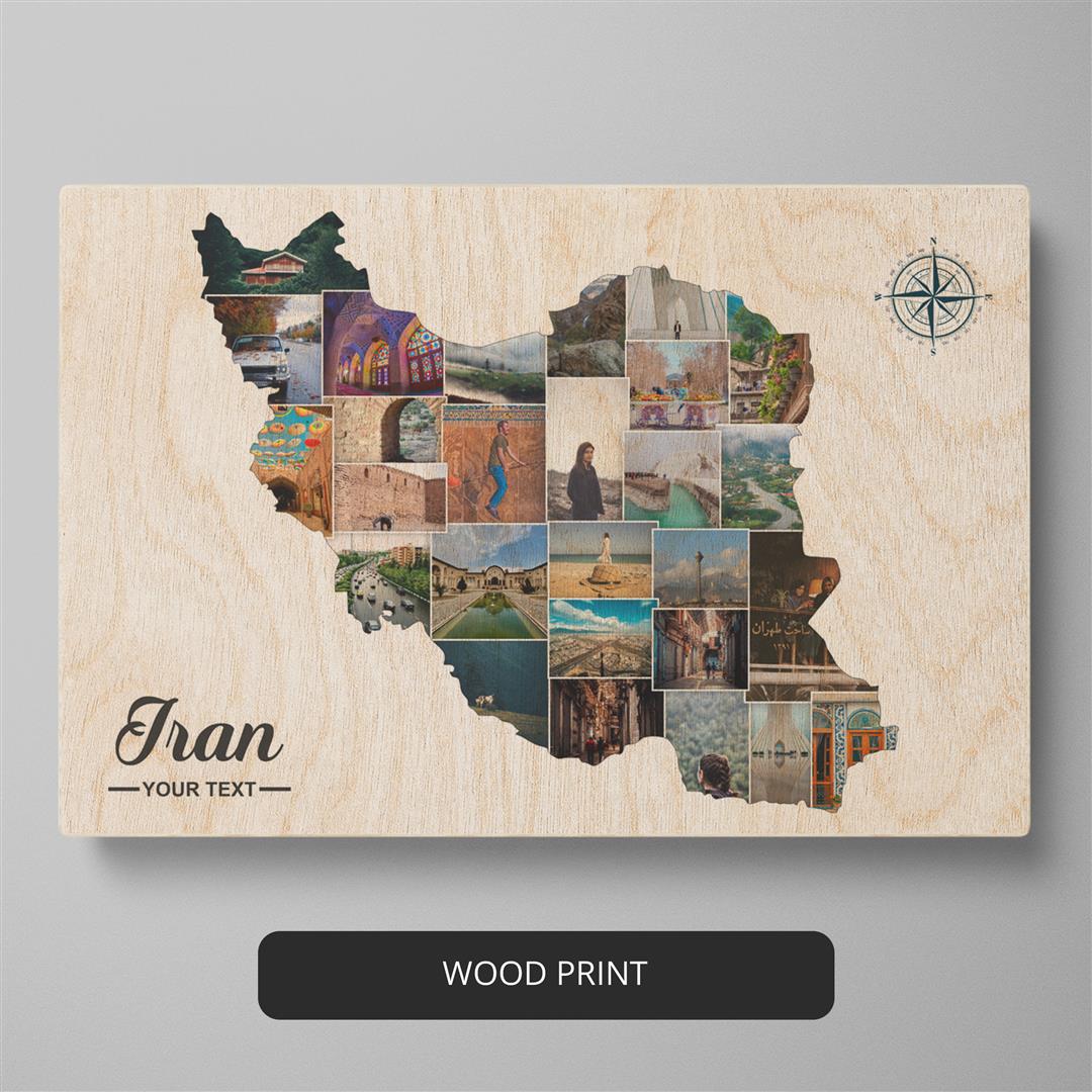 Iran Gifts: Custom Map Art - Personalized Photo Collage for Home Decor