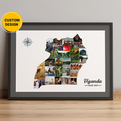 Personalized Uganda Map: Unique Gift Idea - Custom Photo Collage