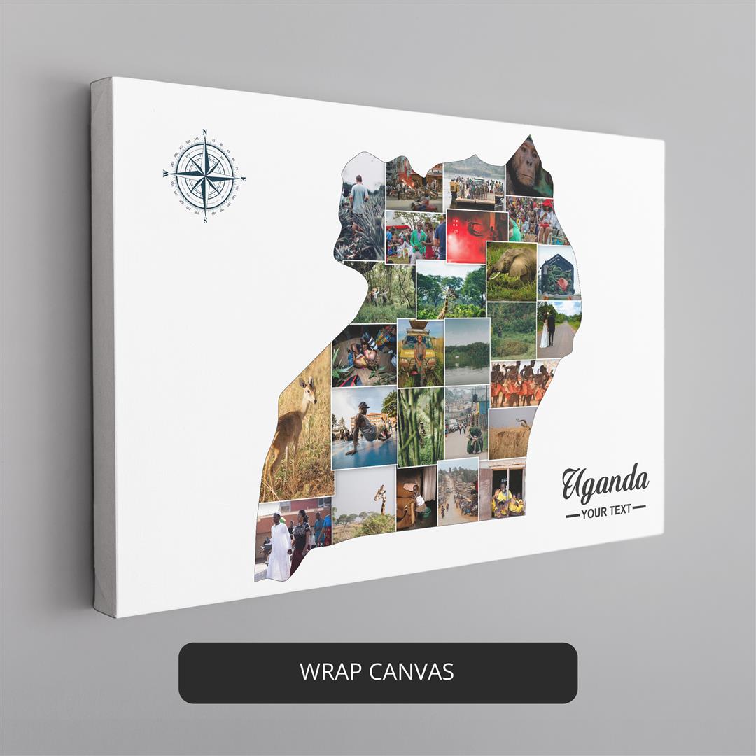 Uganda Africa Map: Custom Photo Collage - Perfect Gift for Travelers
