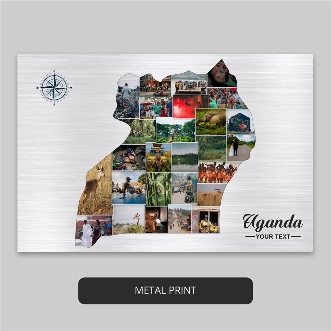 Discover Uganda with a Country Map: Personalized Photo Collage Gift Idea
