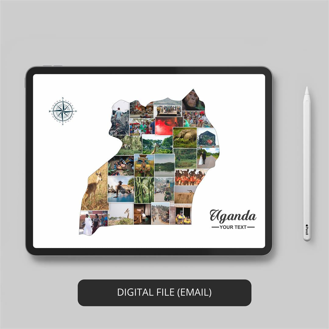 Artistic Uganda Poster: Personalized Photo Collage - Showcase Uganda's Beauty