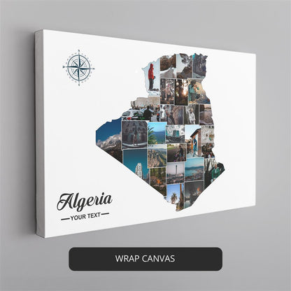 Explore Algeria: Handmade Photo Collage with the Map of Algeria