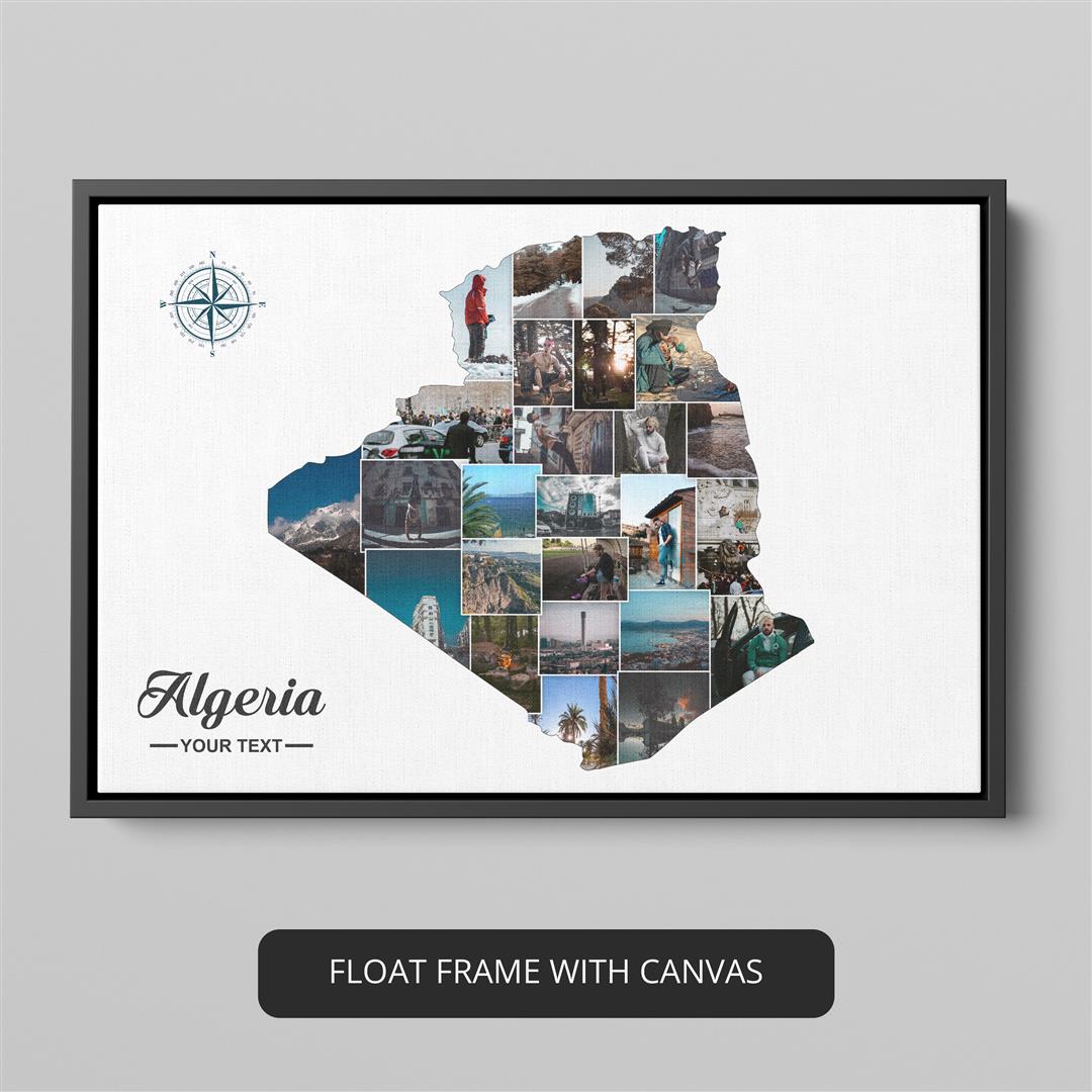 Algerian Home Decor: Artistic Photo Collage Featuring Algeria Map