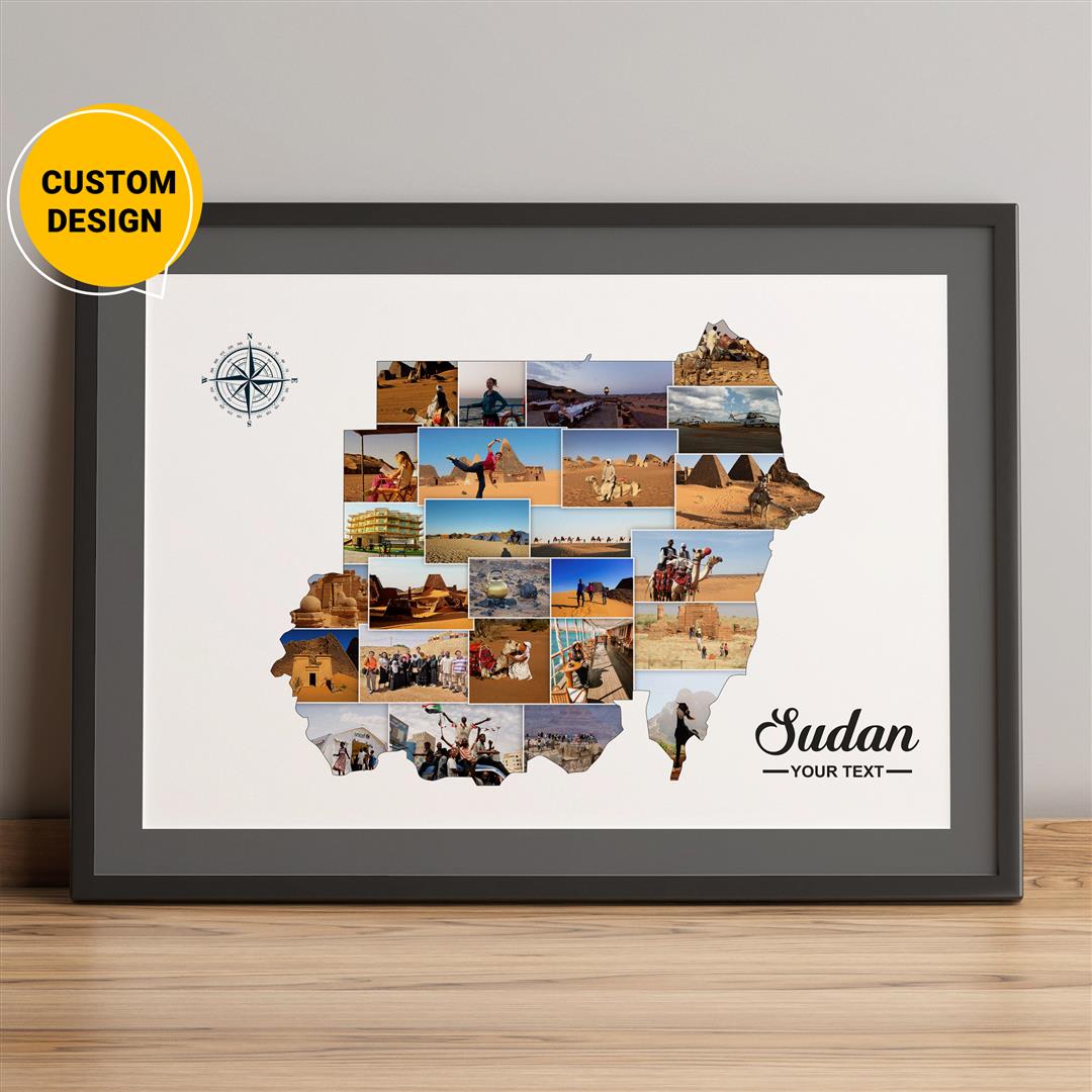 Personalized Sudan Map Art: Custom Photo Collage - Sudan Map Design