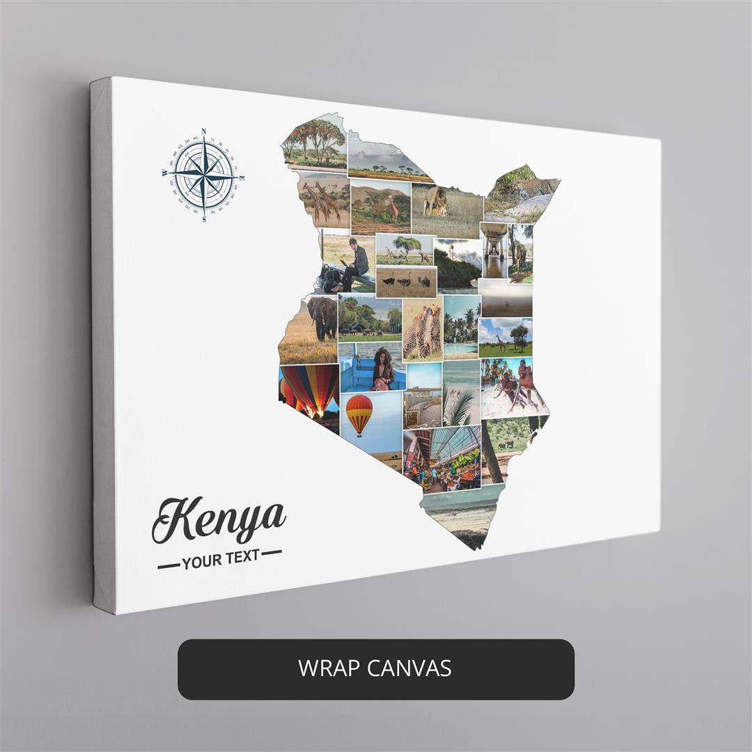 Kenya Gifts: Handmade Personalized Photo Collage - Map of Kenya