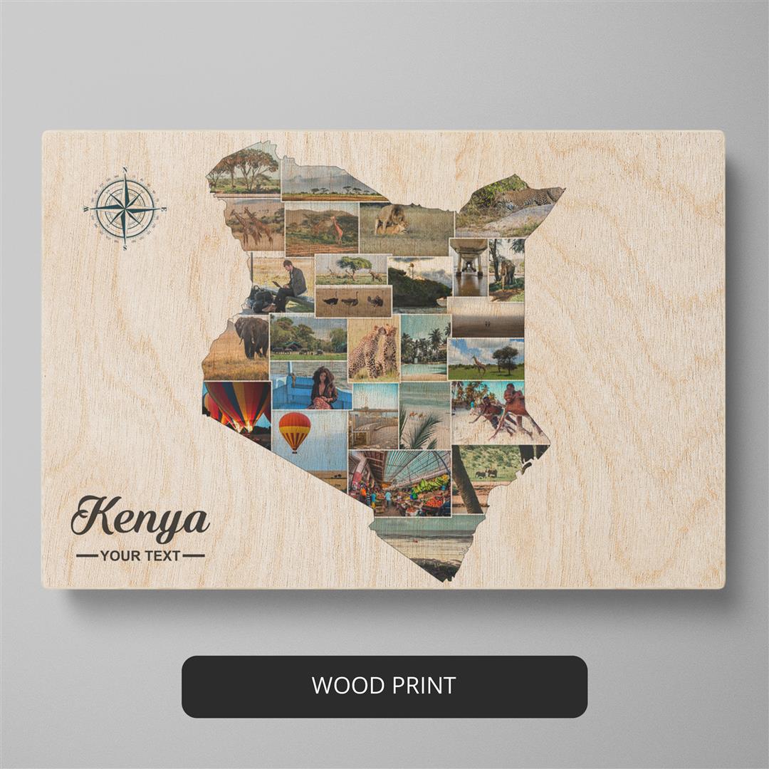 Decorate Your Space with Kenya Map Art: Custom Photo Collage