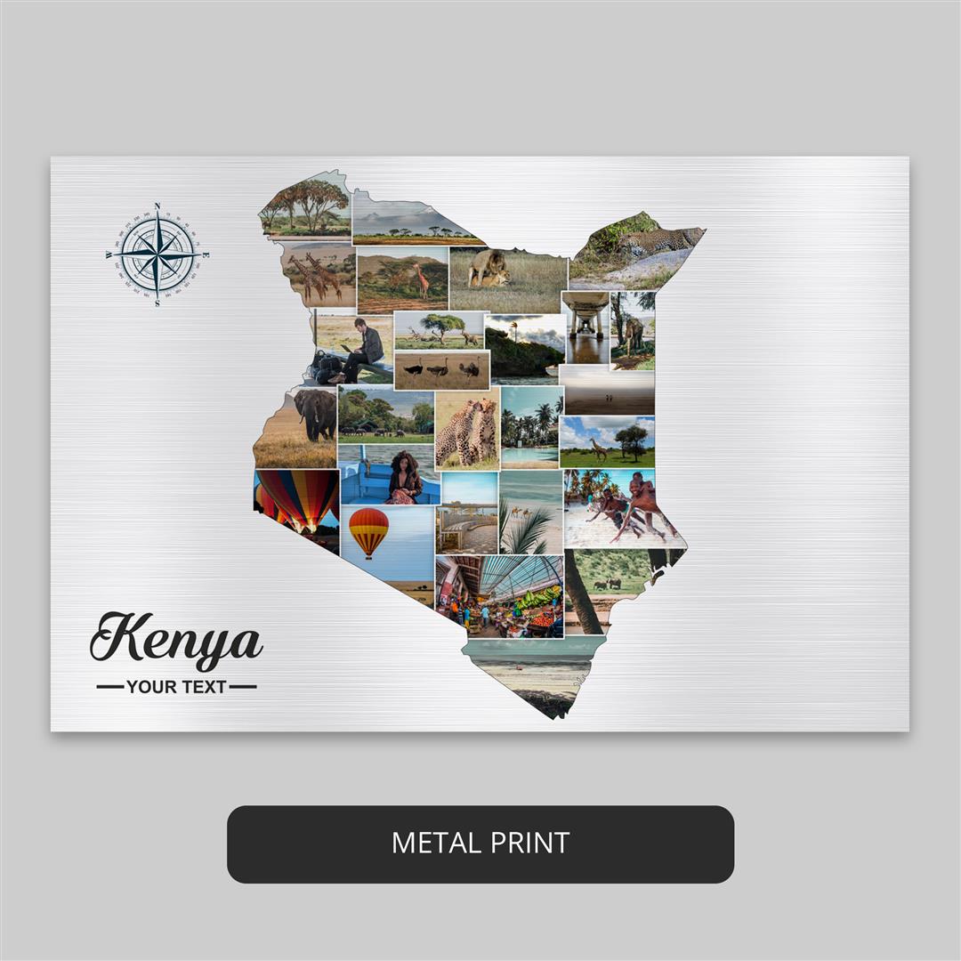 Kenya Country Map: Personalized Photo Collage - Memorable Kenya Gift