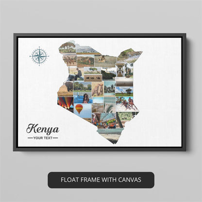 Gift Ideas Kenya: Custom Photo Collage - Map of Kenya Africa