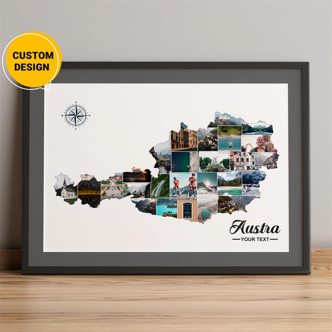Custom Austria Map: Beautiful Wall Art for Your Home - Personalized Photo Collage
