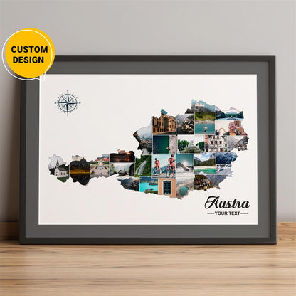 Custom Austria Map: Beautiful Wall Art for Your Home - Personalized Photo Collage