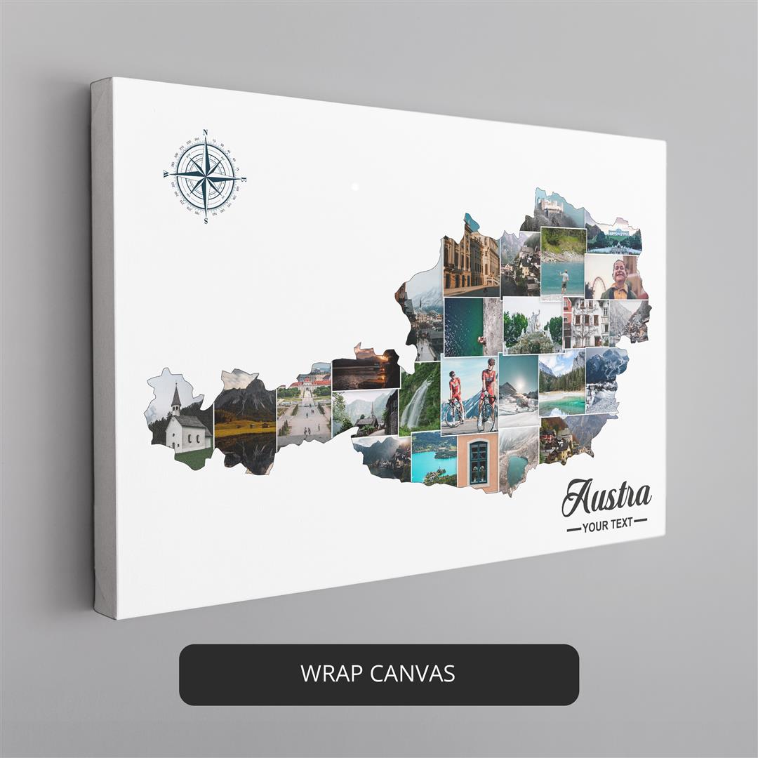 Austria Map Europe: Customizable Photo Collage - Perfect Wall Decor