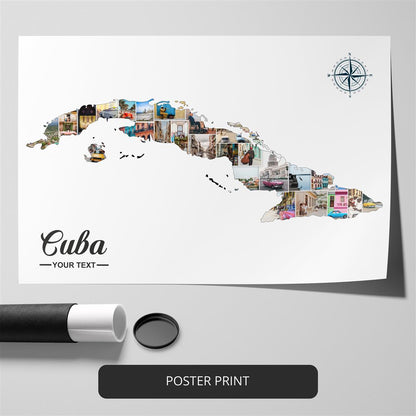 Map of Cuba: Beautiful Wall Art for Cuban Decor - Personalized Photo Collage