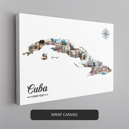 Cuba Poster: Captivating Wall Decor - Personalized Photo Collage with Map of Cuba