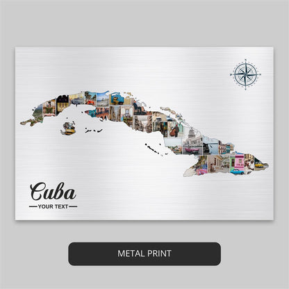 Cuba Country Map: Customizable Photo Collage for Cuban Decor - Unique Wall Art