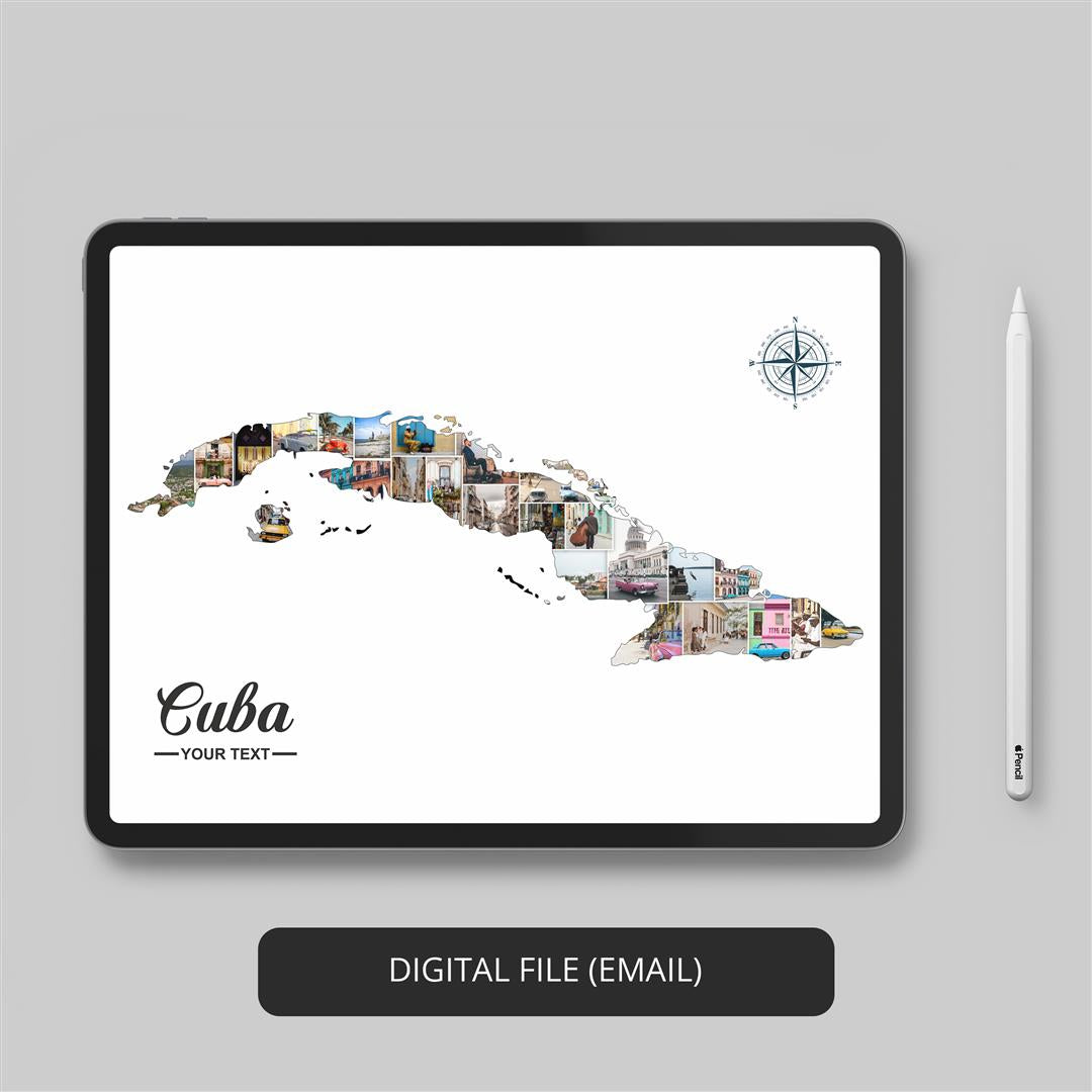 Cuba Wall Art: Handcrafted Personalized Photo Collage - Perfect Cuban Decor Accent
