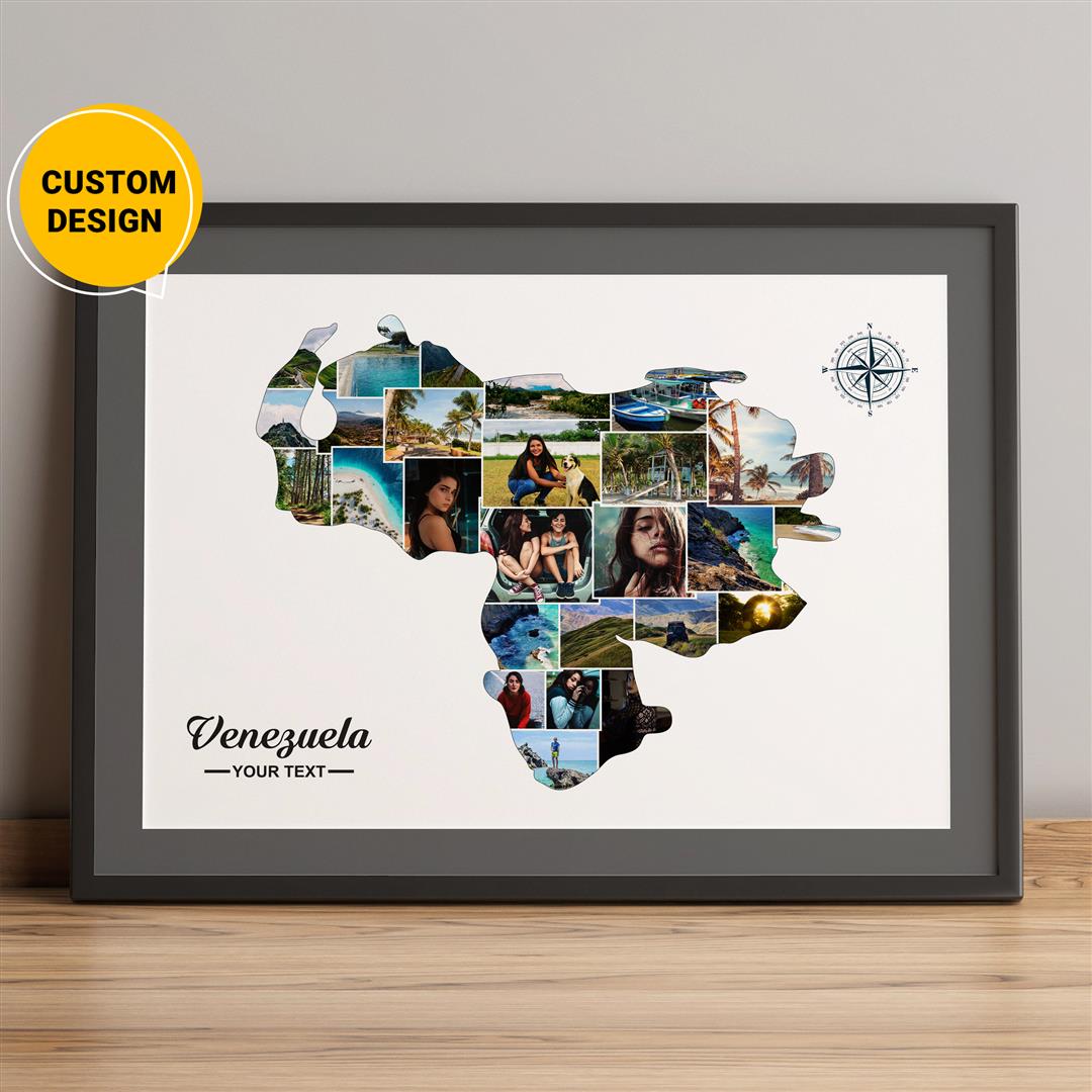 Personalized Venezuela Map Photo Collage - Custom Wall Art