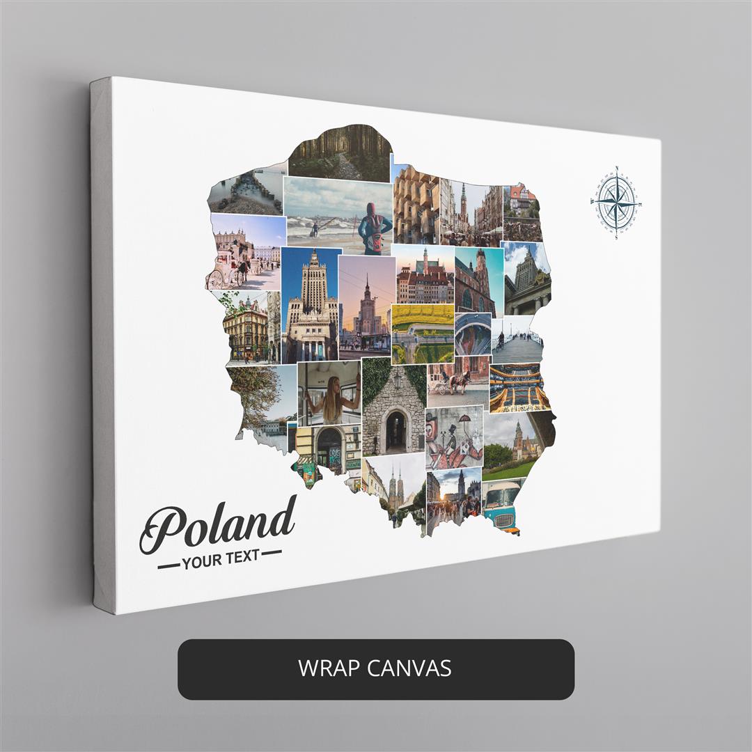 Unique Poland Map Collage - A Stylish Addition to Your Wall Decor