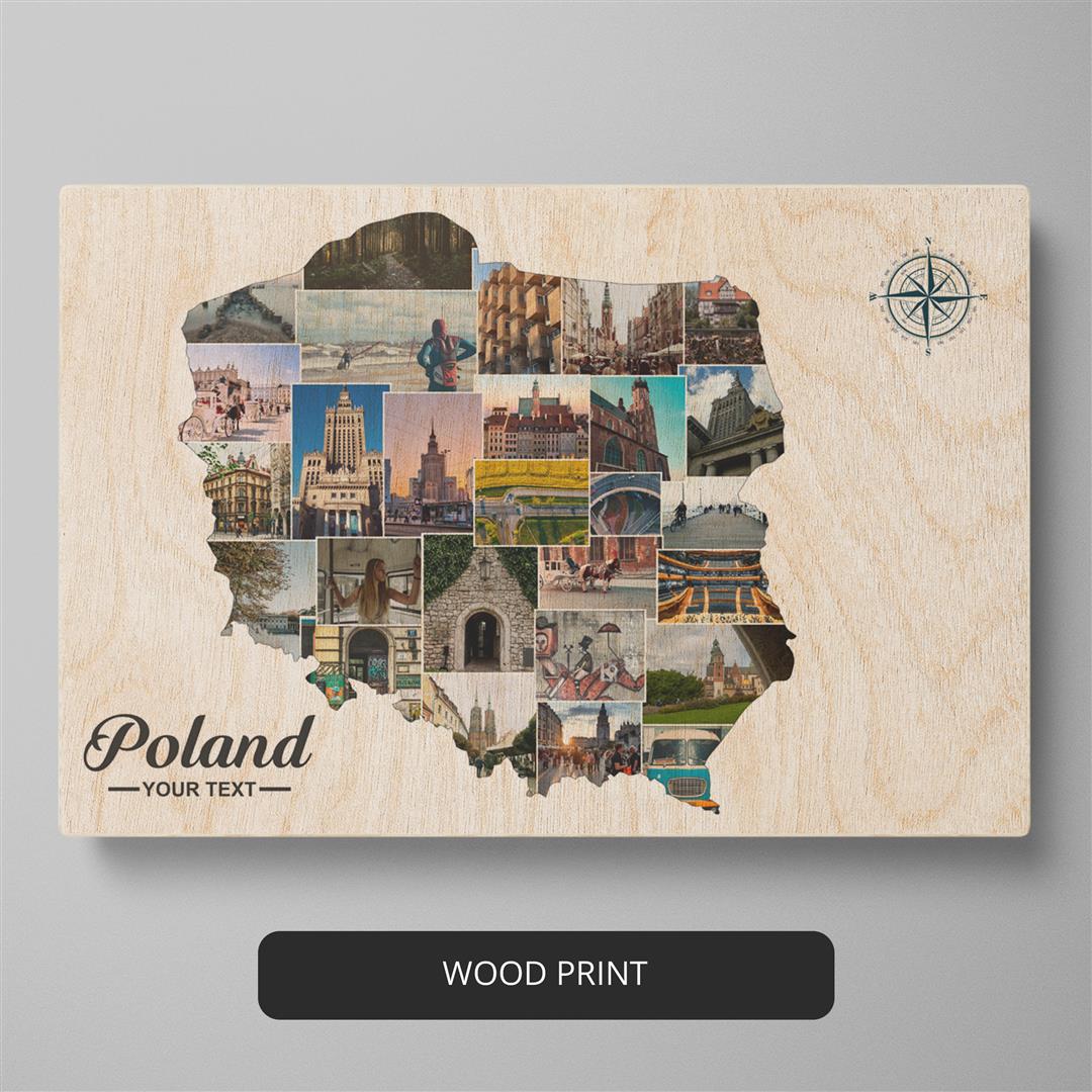 Printable Poland Map Collage - Exquisite Artwork for Your Home or Office