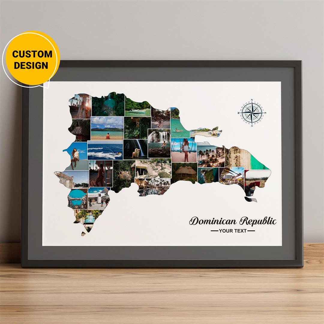 Personalized Dominican Republic Map Photo Collage: Unique Dominican Republic Gifts and Decorations